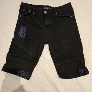 Trestle Supply Co. Men’s Black Biker Denim Shorts – Size 32 – Moto Stitch